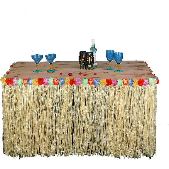 PMU Hawaiian Luau Party Fringed Table Skirt Party Decoration and Tableware Accessory (1/pkg)Pkg/1