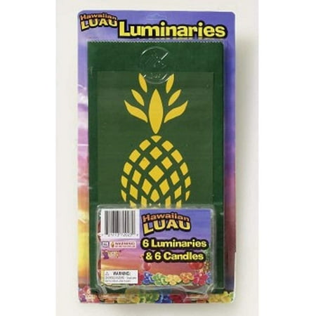 PMU Hawaiian Luau Party Lantern Luminaries Pineapple Party Decoration and Accessory (6/Pkg) Pkg/3