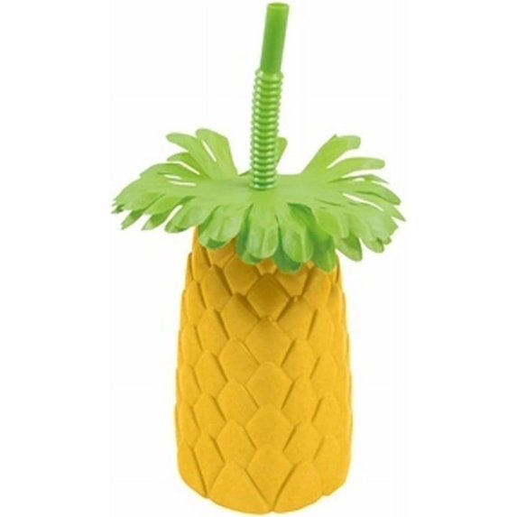 PMU Hawaiian Luau Party Pineapple Sipper Party Decoration and Tableware Accessory (6/pkg) Pkg/1