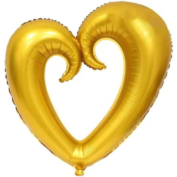 PMU Heart Shaped 24 Inch Open Center Mylar Balloon, Gold Pkg/1