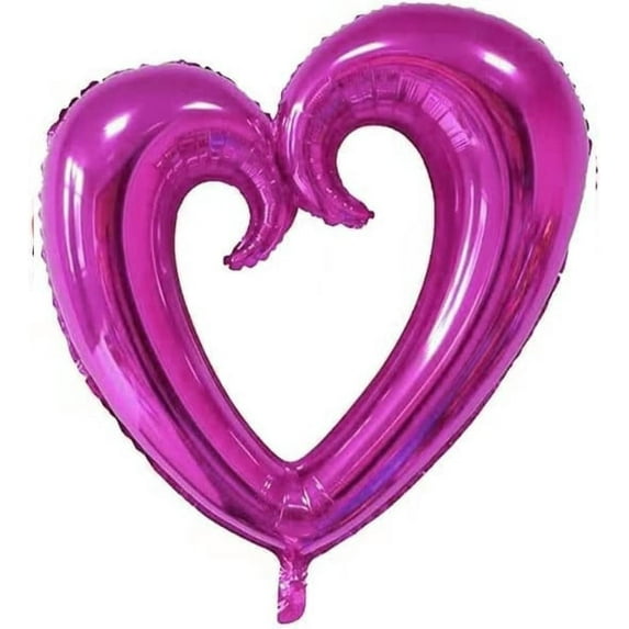 PMU Heart Shaped 24 Inch Open Center Mylar Balloon, Hot Pink Pkg/10