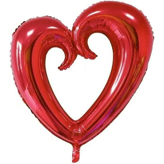 PMU Heart Shaped 24 Inch Open Center Mylar Balloon, Red Pkg/1