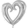 thumbnail image 1 of PMU Heart Shaped 24 Inch Open Center Mylar Balloon, Silver Pkg/10, 1 of 7