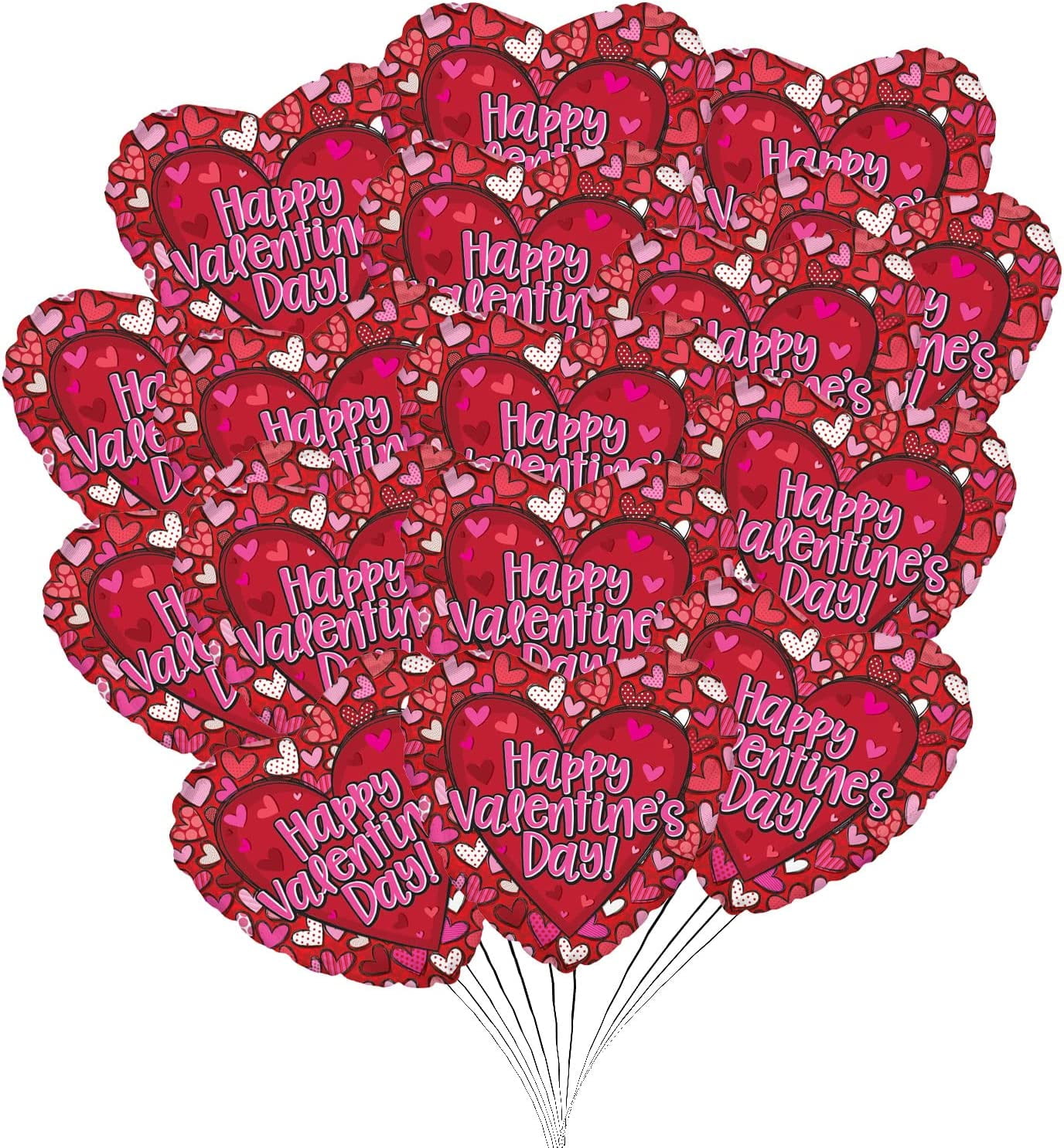 Pmu Heart Shaped Happy Valentines Day Balloons 18 Inch Mylar Patterned Hearts Idea T For 9286