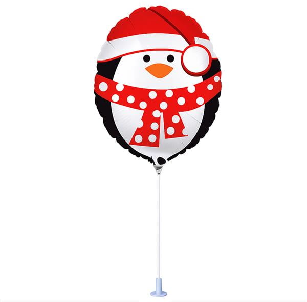 PMU Holiday Penguin 9 Inches Pre-inflated with Stick Mylar Balloon Pkg/12