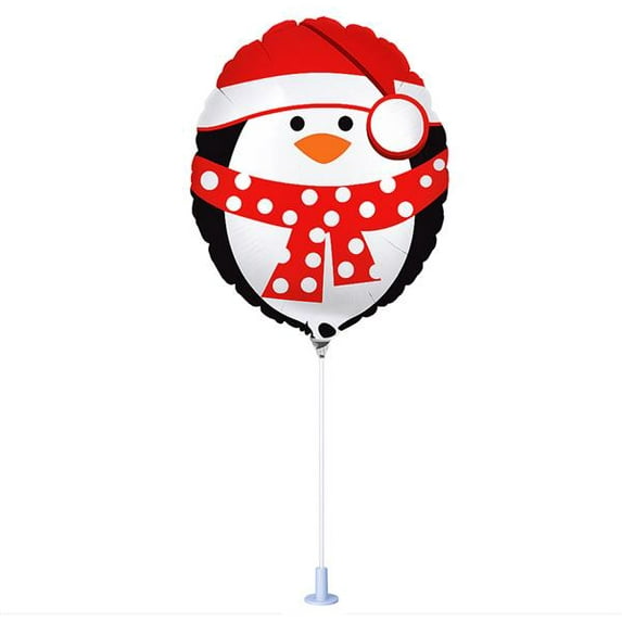 PMU Holiday Penguin 9 Inches Pre-inflated with Stick Mylar Balloon Pkg/12