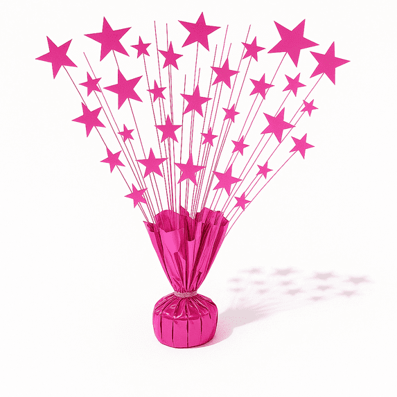 PMU 6 Pack Bursting Star Centerpiece- Hot Pink Balloon Weights, table Centerpiece for Graduation, Birthdays, Halloween, Veterans, Party & Independence Day Celebration-15in / 7.34cm