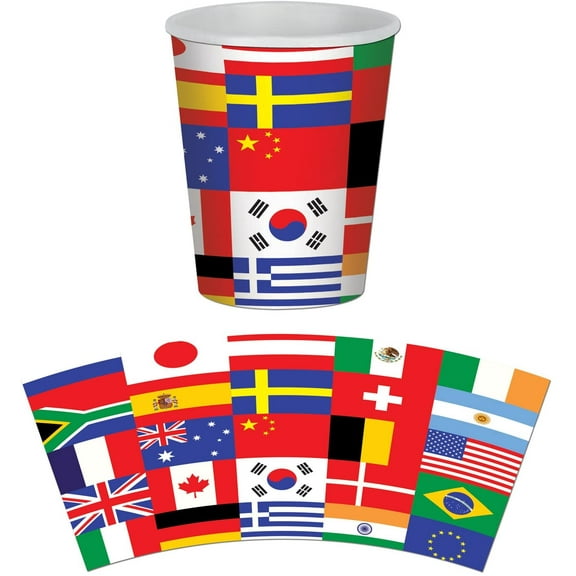 PMU International Flag Cup 8 cups 9 oz Pkg/1