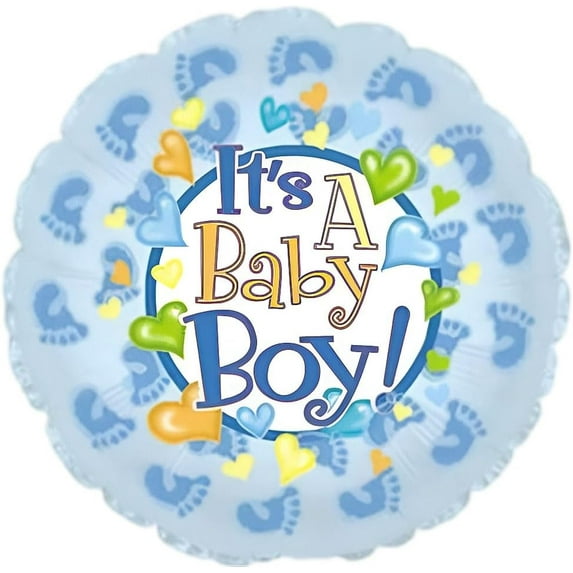 PMU "Its a Baby Boy!" 18in Blue Baby Footsies Mylar Balloon for Gender Reveal Baby Shower Theme Party and Accessories Pkg/25