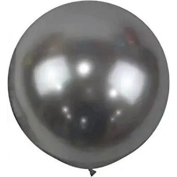 PMU Jumbo Latex Balloons 36 Inch Chrome Silver (12/pkg) Pkg/1