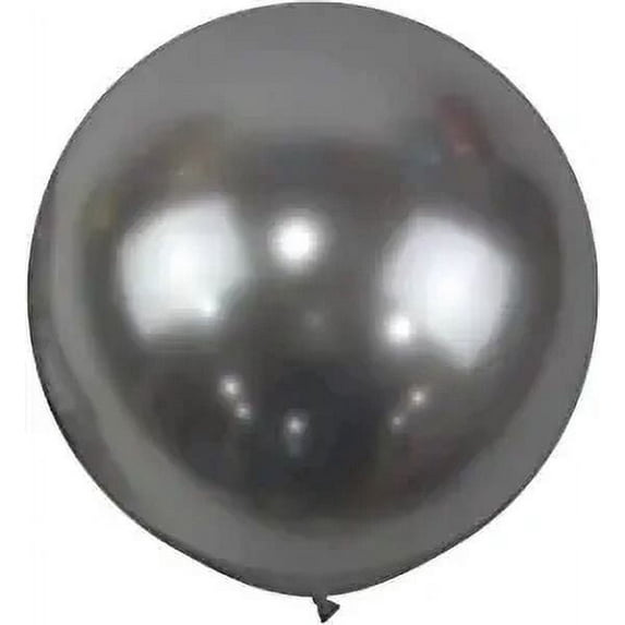 PMU Jumbo Latex Balloons 36 Inch Chrome Silver (4/pkg) Pkg/1