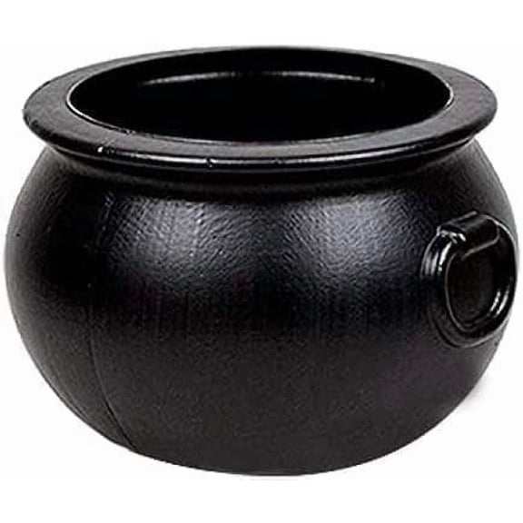 PMU Large Halloween Cauldron 16 Inch, Big Witch Plastic Cauldron Candy bowl Black, For Halloween Decor Pkg/1