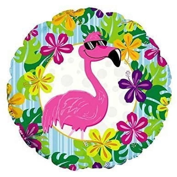 PMU Luau Balloon 18 Inch Mylar Flamingo Pkg/5
