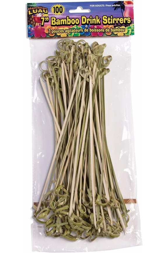 Luau Bamboo Drink Stirrers 7 Inch Party Decoration and Tableware Accessory (100/Pkg) Pkg/1