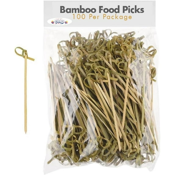 PMU Luau Bamboo Food Picks 4 Inch Party Decoration and Tableware Accessory (100/Pkg) Pkg/6