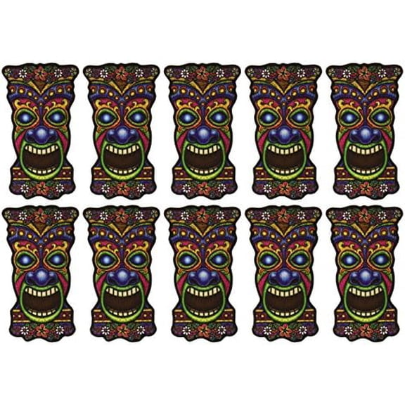 PMU Luau Mini Tiki Cutouts 5 Inch Party Decoration and Accessory (10/pkg)Pkg/1