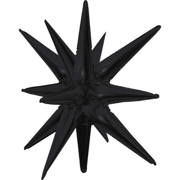 PMU Magic Shiny Starburst 22 Inch Mylar Foil Balloon - Black - Party Decoration Accesory (1/Pkg) Pkg/1