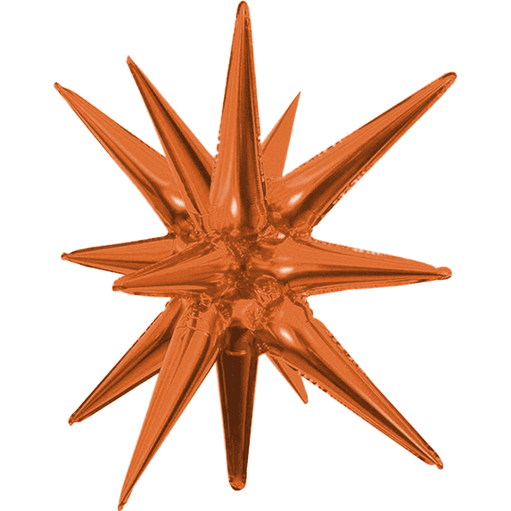 PMU Magic Shiny Starburst 22 Inch Mylar Foil Balloon - Orange - Party Decoration Accesory (10/Pkg) Pkg/1