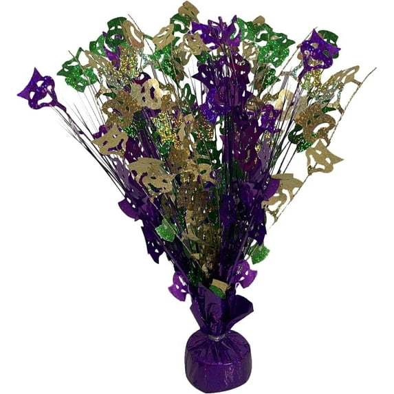 PMU Bursting Star Mardi Gras, Purple Green and Gold, Balloon Weights, table Centerpiece for Fat Tuesday Party Celebration-15in / 7.34cm