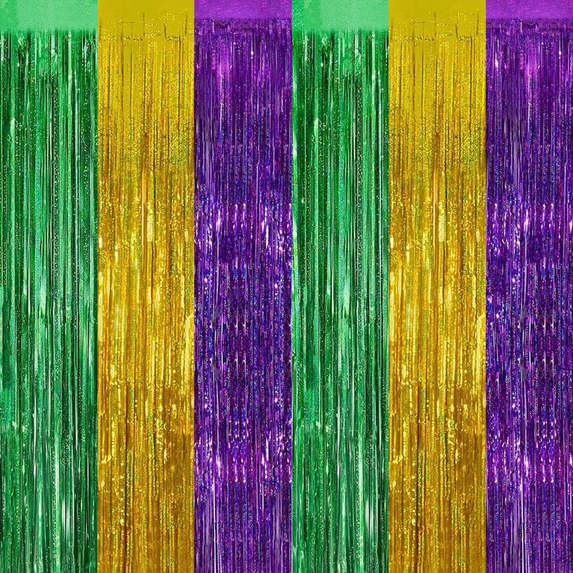 PMU Mardi Gras Curtains Gold, Green, Purple (1/pkg) Pkg/1