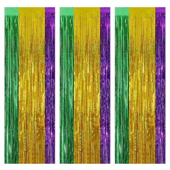PMU Mardi Gras Curtains Gold, Green, Purple (3/pkg) Pkg/1
