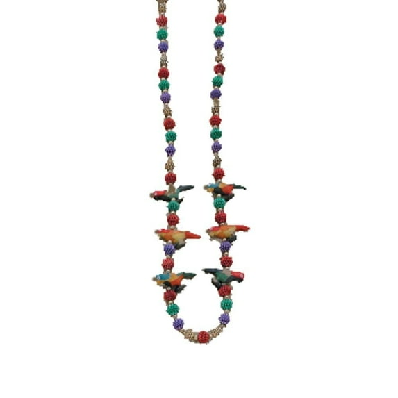 PMU Mardi Gras Beads - Multicolor Parrot 42 Inches Wearable Hawaiian Luau Party Costume and Accessory (12/pkg)Pkg/1