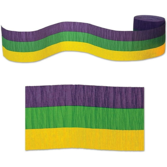 PMU Mardi Gras Party Supplies and Decorations - Mardi Gras 30ft Crepe Streamer Mardi Gras Themed Party Accessories Pkg/1