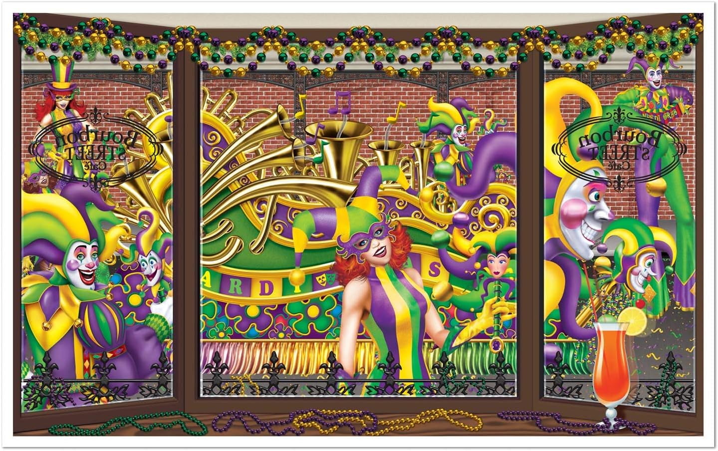 Beistle Mardi Gras Insta-Theme Float Backdrop Wall Decorations - 2 Pack Plastic 65" & 67"