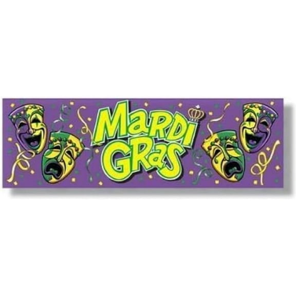 PMU Mardi Gras Sign Banner 60in x 21in Party Accessory Indoor/Outdoor Decoration (1/pkg) Pkg/1