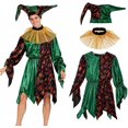 thumbnail image 1 of PMU Men's Halloween Venetian Jester Costume, Jester Hat, Necklace and Tunic, One Size Fits Most Adults, 1 of 1
