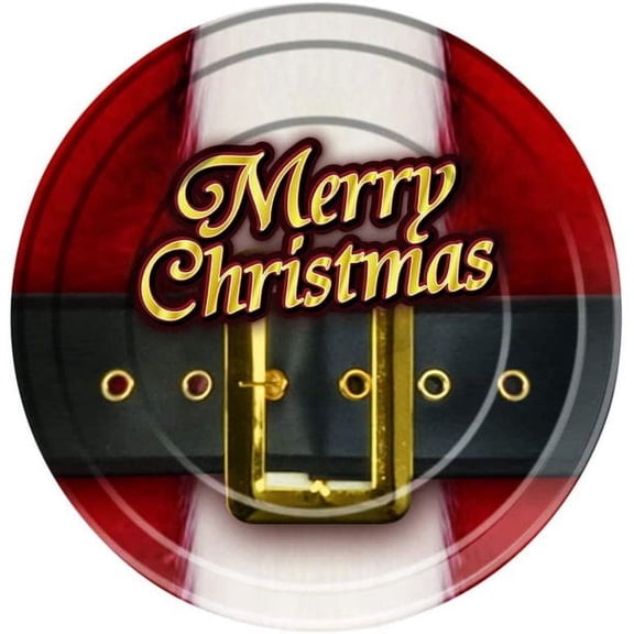 PMU Merry Christmas Santa Belt Large 9-Inch Dessert Plates (8/Pkg) Pkg/3