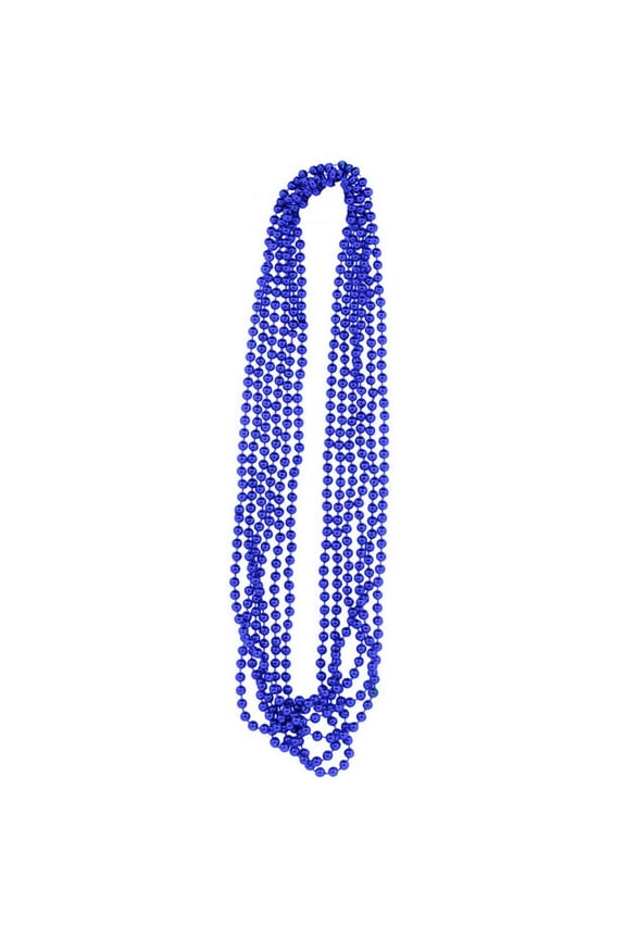 Metallic Beads, Carnival Party, Beads Necklace, Mardi Gras, Party Favor Necklaces Royal Blue (2x6) 12 pc