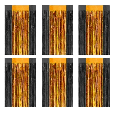 PMU Metallic Curtains Black,Orange (6/pkg) Pkg/1