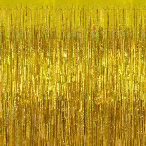 PMU Metallic Fringe Curtains (Gold) 3ft x 8ft (1/Pkg) Pkg/1