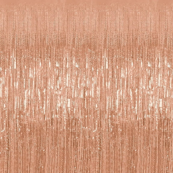 PMU Metallic Fringe Curtains (Rose Gold) 3ft x 8ft Pkg/1