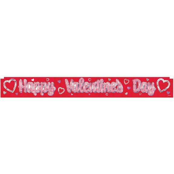 PMU Valentine’s Day Decorations "Happy Valentine's Day" Fringe Banner Hanging Party Accessory Valentine's Day Theme Indoor/Outdoor Event Decoration Pkg/1