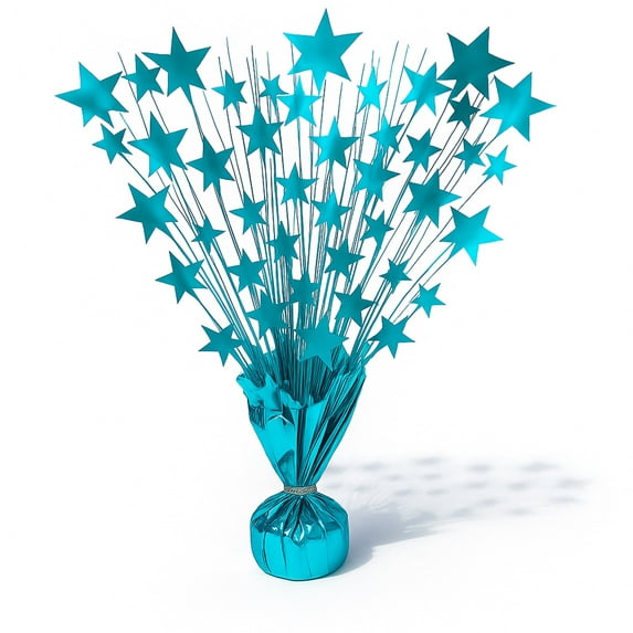PMU 12 Pack Bursting Star Centerpiece- Baby Blue Balloon Weights, table Centerpiece for Graduation, Birthdays, Halloween, Veterans, Party & Independence Day Celebration-15in / 7.34cm
