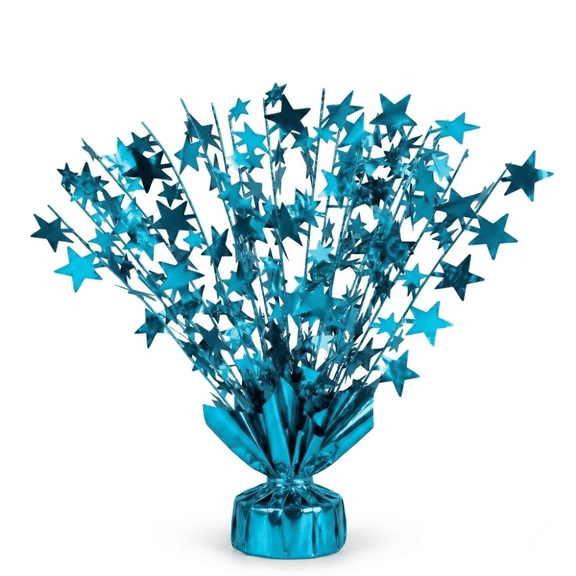 PMU Bursting Star Centerpiece- Metallic Turquoise Balloon Weights, table Centerpiece for Graduation, Birthdays, Halloween, Veterans, Party & Independence Day Celebration-15in / 7.34cm