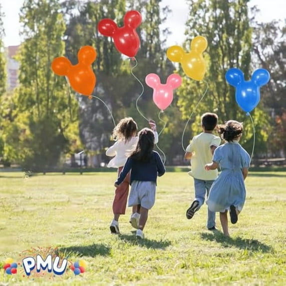 PMU Mouse Head Shaped Balloons 18 Inch PartyTex Premium Assorted Colors Latex Great for Mouse Theme Parties Pkg/12