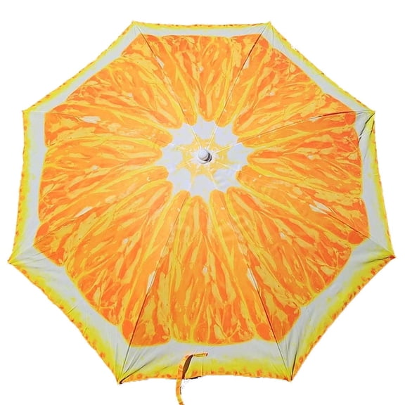 PMU Multi Stripes with Multi-Color Beach Umbrellas 78 Inch Fruity-Orange Pkg/1