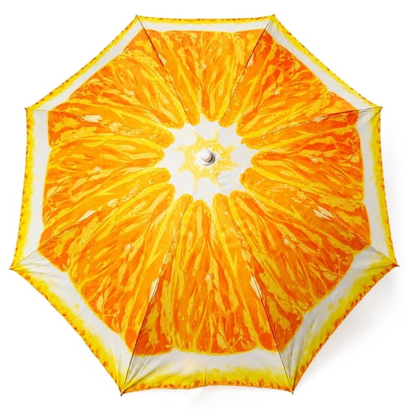 PMU Multi Stripes with Multi-Color Beach Umbrellas 78 Inch Fruity-Orange Pkg/1
