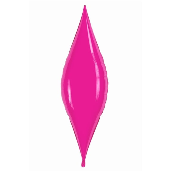 PMU Taper Shaped Magenta 13in Pre-Inflated Mylar Balloon with Stick and Fringe Ribbons Birthday Party Decorations