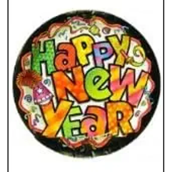 PMU New Year 1 Pc Happy New Year Multicolor Round 18 Inch Mylar Balloon