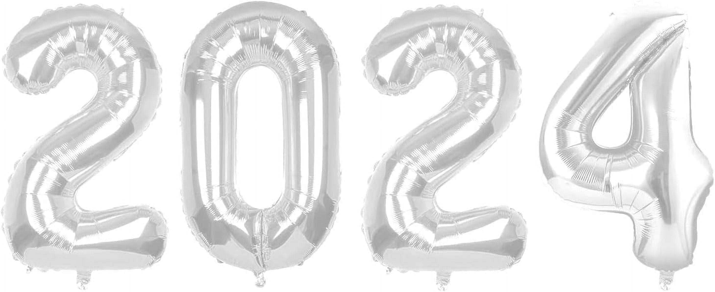 PMU New Year's Eve Party "2024" 40in Silver Number Mylar Balloons 2024