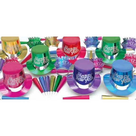 PMU New Year's Eve Party 2026 Multicolor Elegant Party Kit Assortment for 50 Persons - (Gold, Purple, Pink, Blue, Red, Green) New Year Decorations Supplies for Adults, Men and Women (50psn) Pkg/1