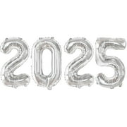 PMU New Year's Eve Party 2025 New Year, Graduation "2025" 16in Silver Number Mylar Balloons Birthday, Special Events Accessories Party Celebration (4/pkg) Pkg/1