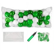 PMU New Year's Eve Party Balloon Drop Kit ((100 - 5in or 50 - 9in with Hand Pump) Emerald Green and White Assortment St. Patrick's Day Celebration Accessories (41495-905102-905105-72580) Pkg/1