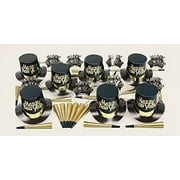 PMU New Year's Eve Party Supplies New Year's Eve Decorations Supplies, 2025 Gold Dust Party Kit Assortment for 10 persons - Outfits for Adults, Men and Women (10/psn) Pkg/1