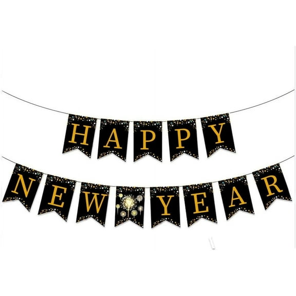 PMU New Year's Eve Party Supplies 2026 Black/Gold - Indoor Hanging Party Accessories (1/pkg) Pkg/1