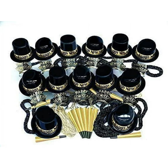 PMU New Year's Eve Party Supplies 2026 Gold Showboat Party Kit Party Kit Assortment for 100 persons